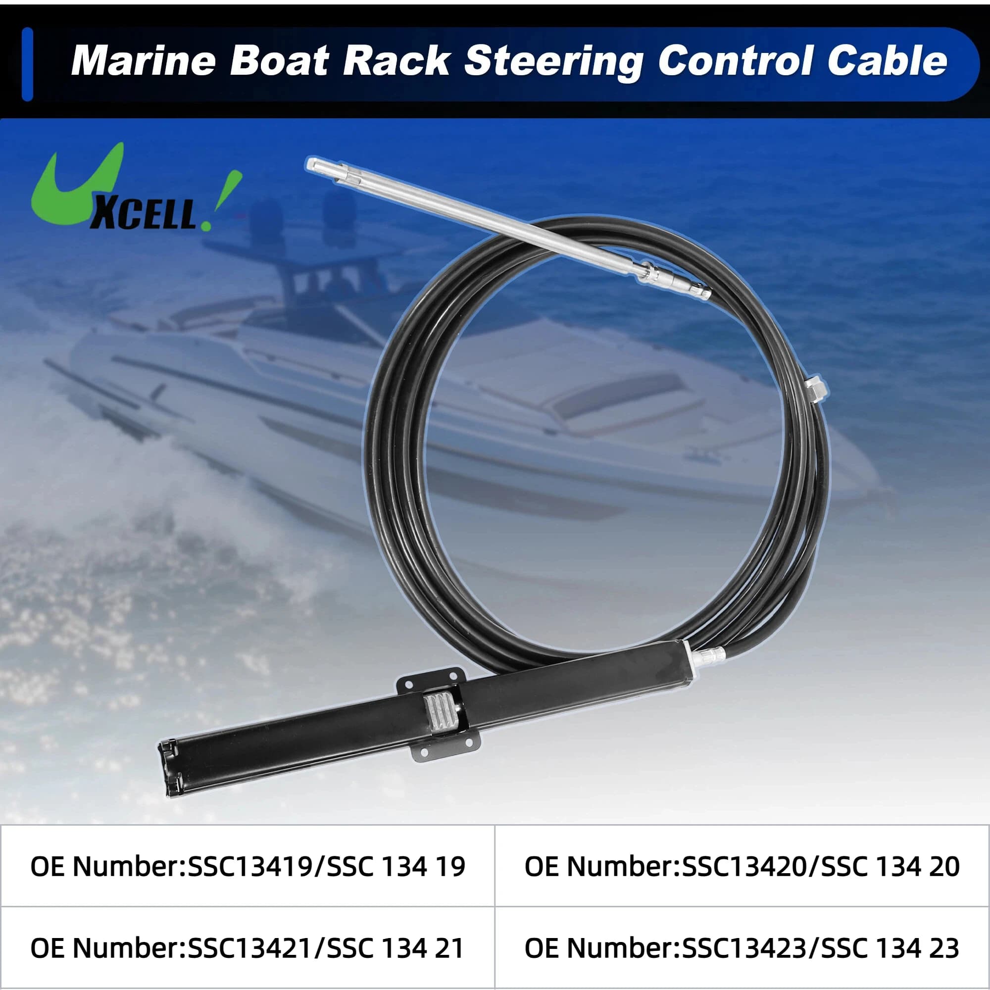 UXCELL 1 pz 19 piedi No.SSC13419/20 piedi No.SSC13420/21 piedi No.SSC13421/23 piedi No.SSC13423 Cavo di controllo dello sterzo per cremagliera per barche marine