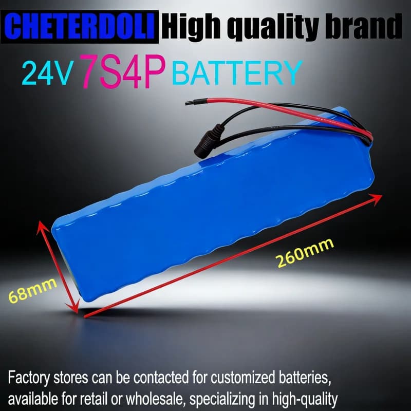 Batteria al Litio Ricaricabile 24V 10000mAh con BMS 15A e Caricabatterie 29.4V 2A, Pacco Batteria Li-ion per Luci LED e Telecamere di Sicurezza