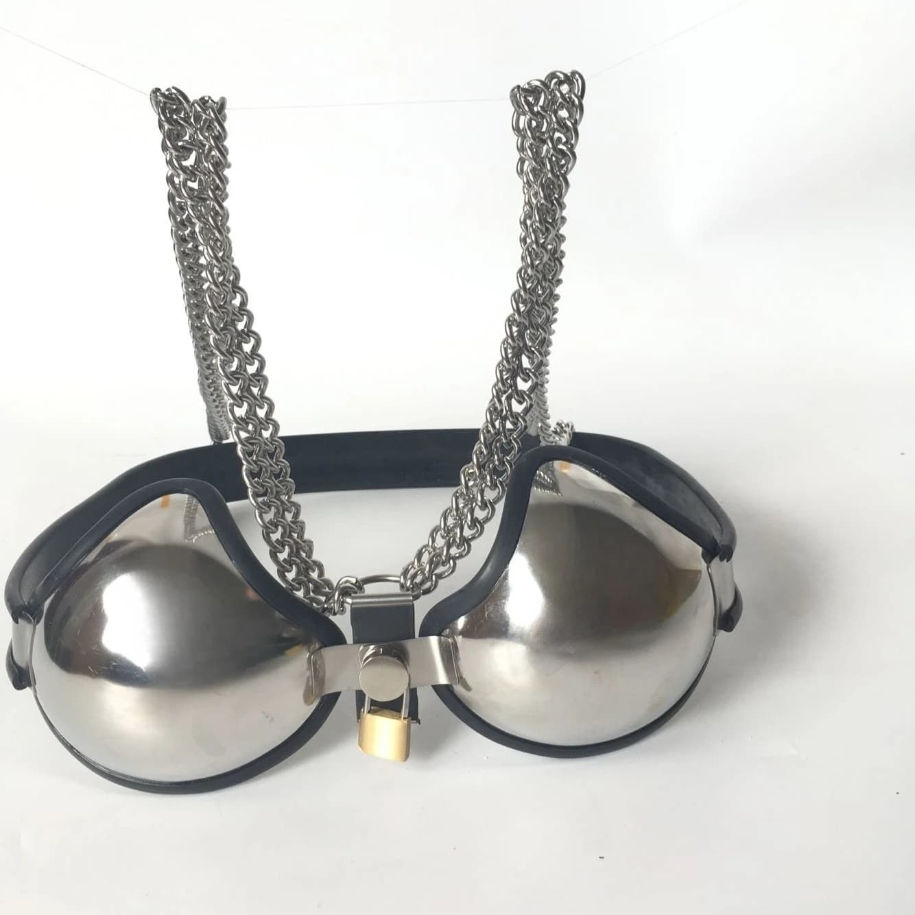 Dispositivo di Castità Femminile in Acciaio Inossidabile, Fascia di Restrizione del Seno, Giocattolo Sessuale, Biancheria Intima per Intrattenimento Adulti