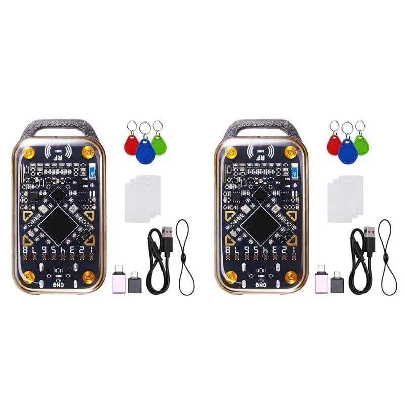 2X Lettore di Chip RFID Smart Chameleon Ultra, Emulatore di Smart Card, Duplicatore NFC, Decodificatore di Carte ID/IC + 6 Portachiavi/Carte UID