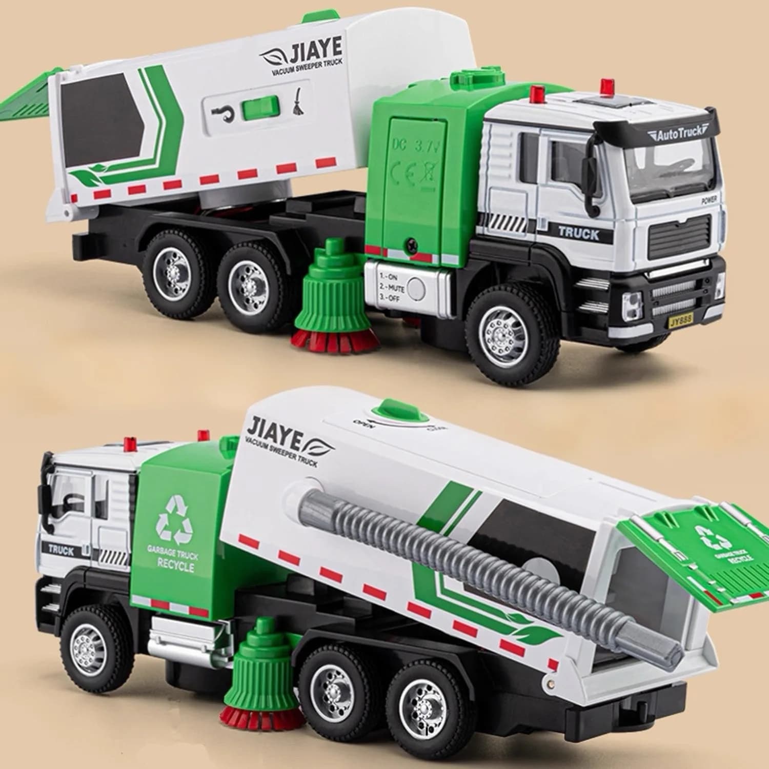 1/32 Spazzatura cittadina Spazzatrice sottovuoto Modello di auto per camion Fonde sotto pressione in metallo Ordinamento dei rifiuti Veicoli igienico-sanitari Modello di auto Giocattoli per bambini Regalo