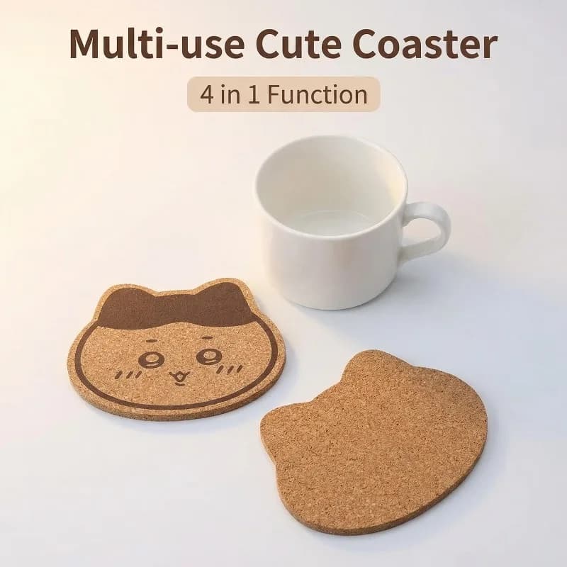 Kawaii Chiikawa Wooden Coaster Cartoon Cup Mat Non Slip Heat Resistant Drink Pad Home Table Decor Gift