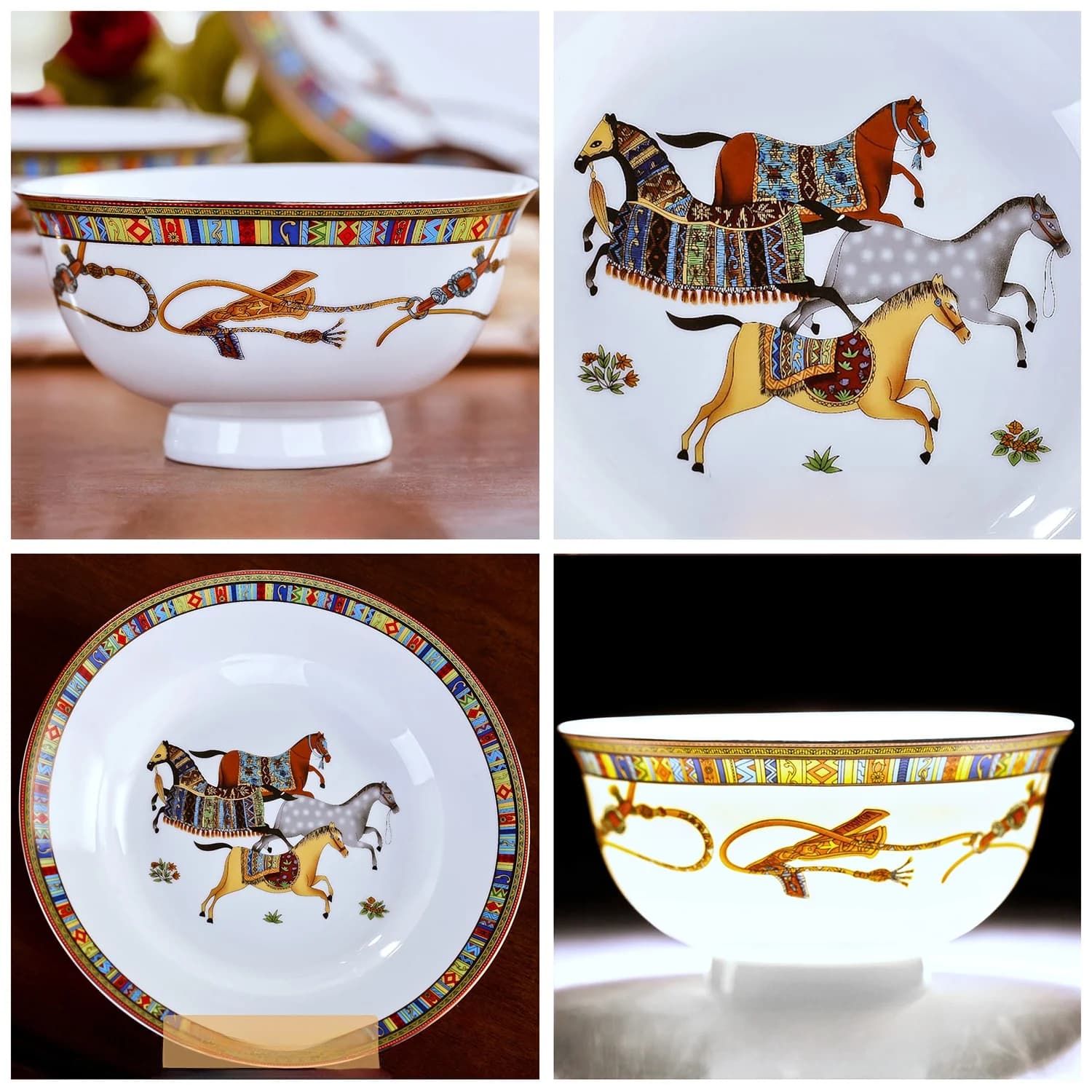 Set di Ciotole in Porcellana Bone China Stile Cinese, Servizio di Piatti in Ceramica, Pezzi Singoli Combinabili Liberamente, Utensili in Porcellana per Uso Domestico