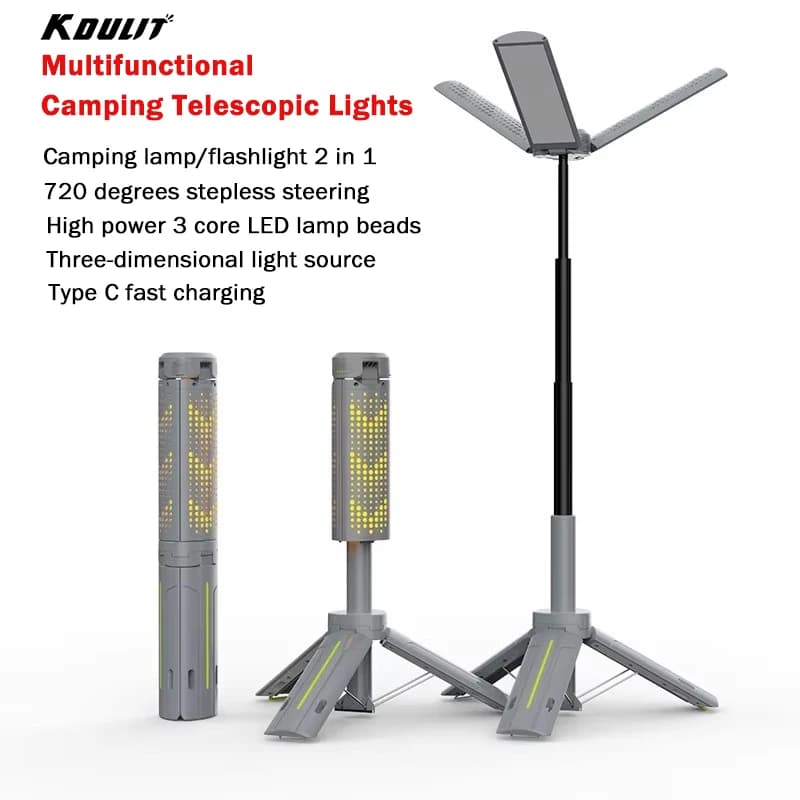 Lanterna da campeggio telescopica Torce impermeabili ricaricabili da 8000 mAh Lampada da campeggio dimmerabile Luce da escursionismo da campeggio di emergenza