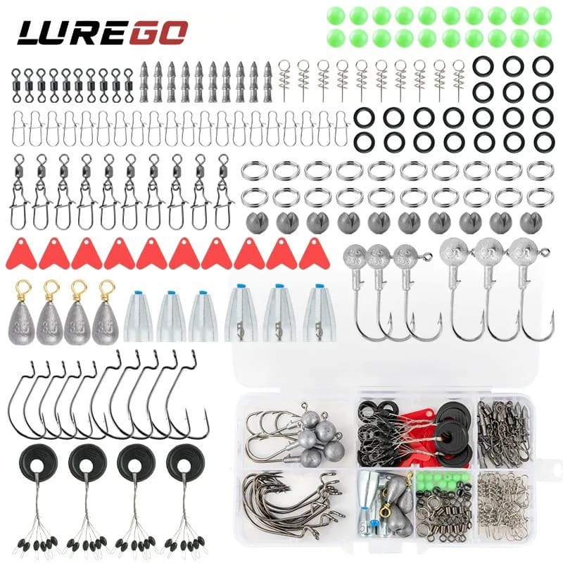 Water Fishing Kit 170 Pieces: Complete Set with Robusti, Texas Rig, Drop Shot Rig and Offshore Fishing Portable Box