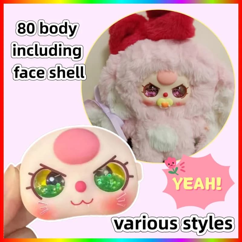 In Stock Hot Suitable For 80% Baby Three Cute Cat Face Expression Handmade Vinyl Faces Substitute High Quality Accessory Toy