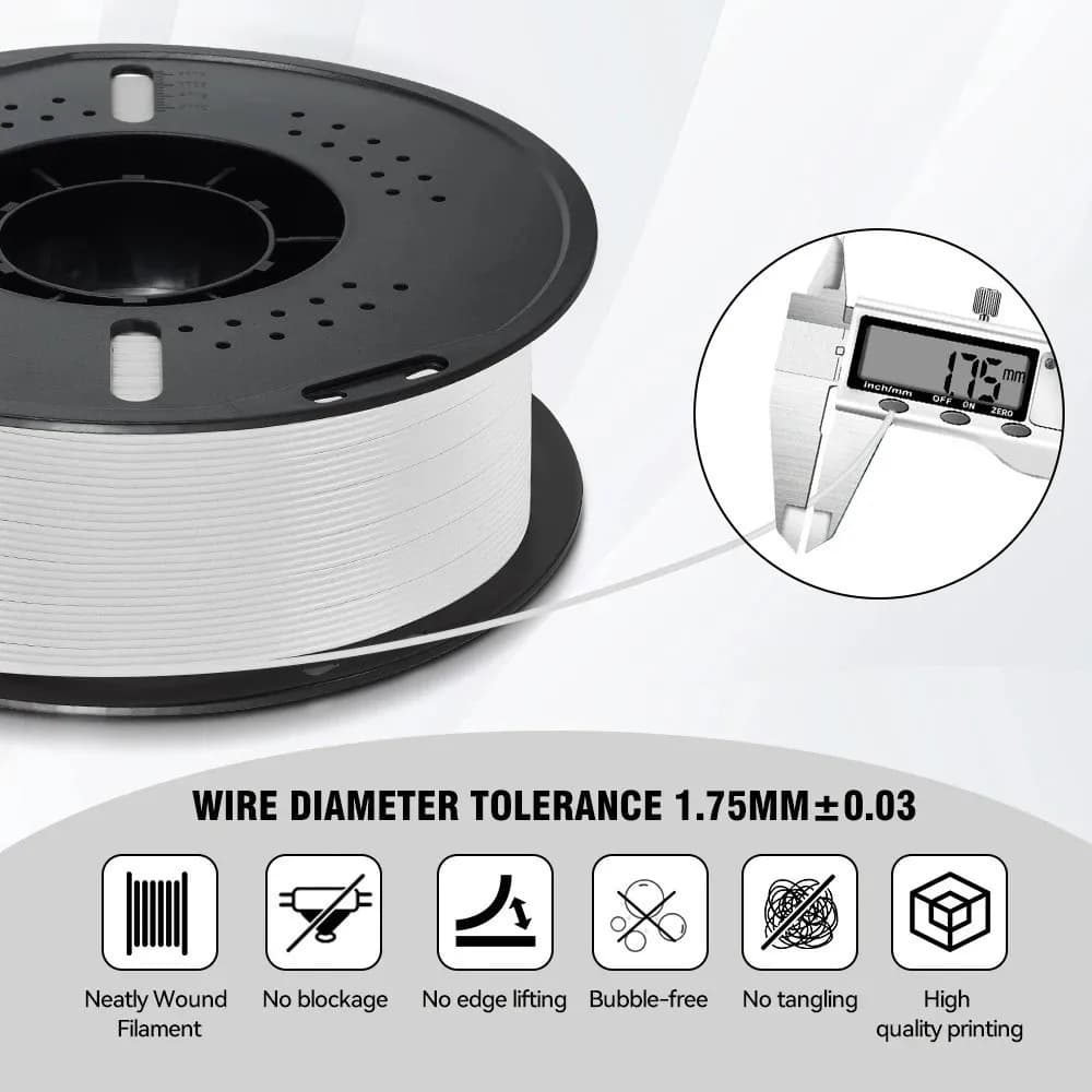 Filamento PETG 1.75mm per Stampante 3D, Bobina da 1KG, Forniture per Stampa PLA, Alta Resistenza, Materiali di Consumo per Stampanti Fai-da-Te