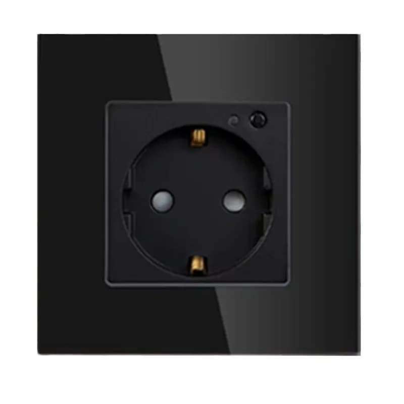Tuya WiFi Smart EU Plug Wall Socket Single/Double Gang Tempered Glass Panel Alexa/Google Home Voice Control