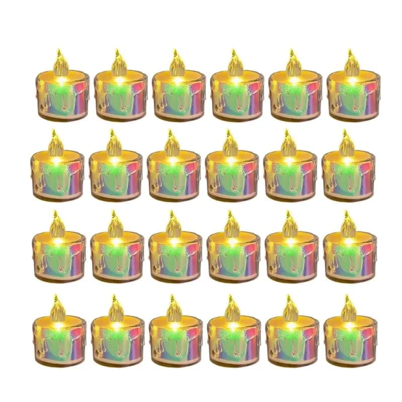 【EDIZIONE LIMITATA】Candele LED in cristallo senza fiamma, 24 pezzi, a batteria, candele finte per matrimoni, cene romantiche, tealight