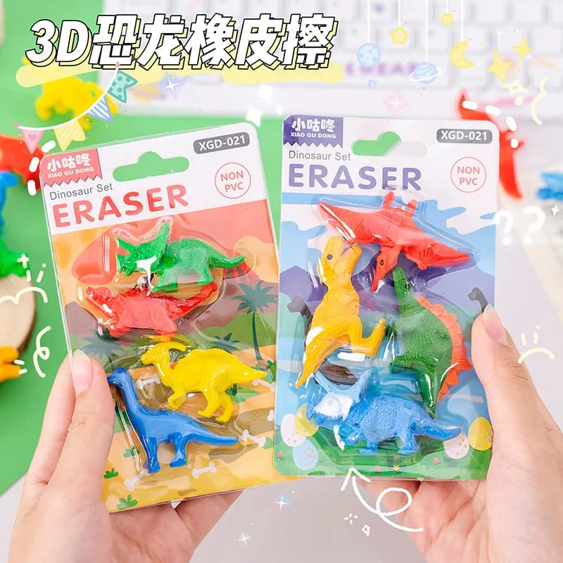 Kids School Supplies Creative Cartoon 3D Dinosaur Modeling Eraser Set Prizes Small Gifts Children Eraser School Supplies Kawaii
