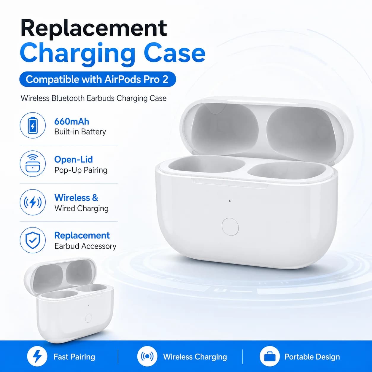 Wireless Earbuds Charging Box Replacement for Airpods pro 3 TWS Earbuds Charging Case LED Indicator 450mAh Battery