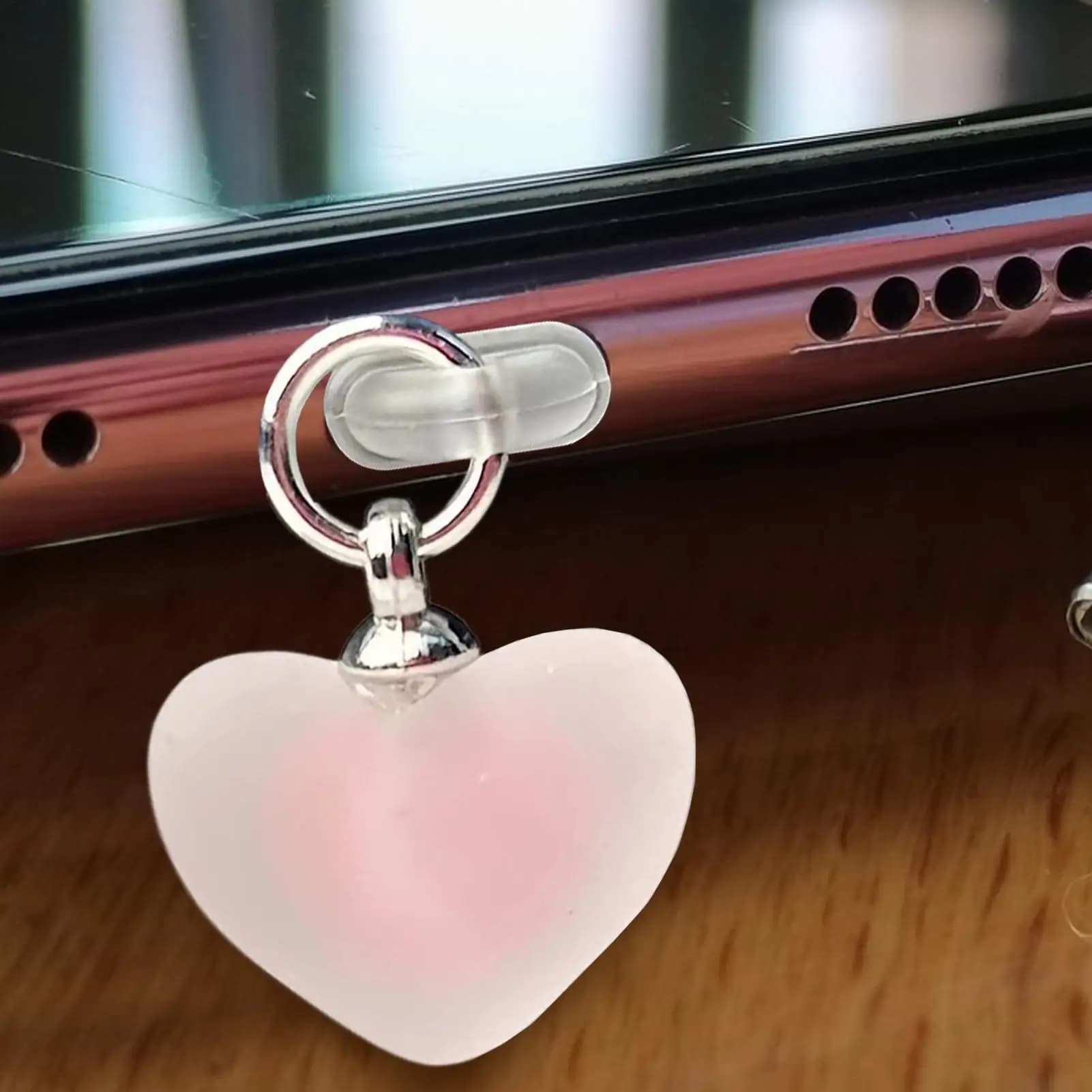 Fruit PinkGradient Heart Shaped Phone Dust Plug Pendant USB C Dust Plug Cellphone Charging Port Protector Type C Dustproof Plug