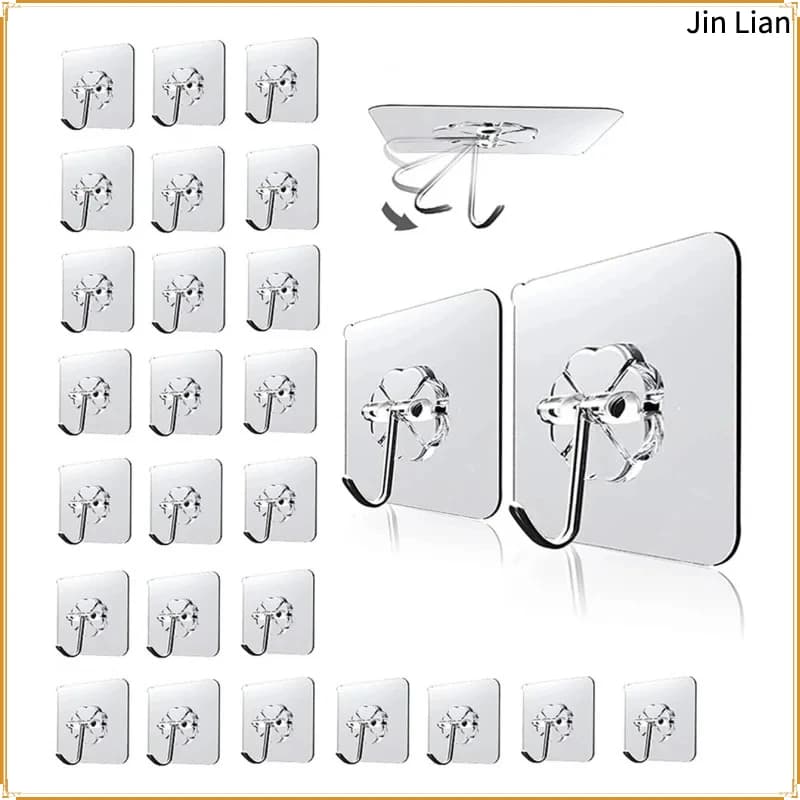 Multi-Purpose For Modern Decor, 30pc Transparent Wall Mount Hooks - Strong Grip, Traceless, Easy Install, Multifunctional