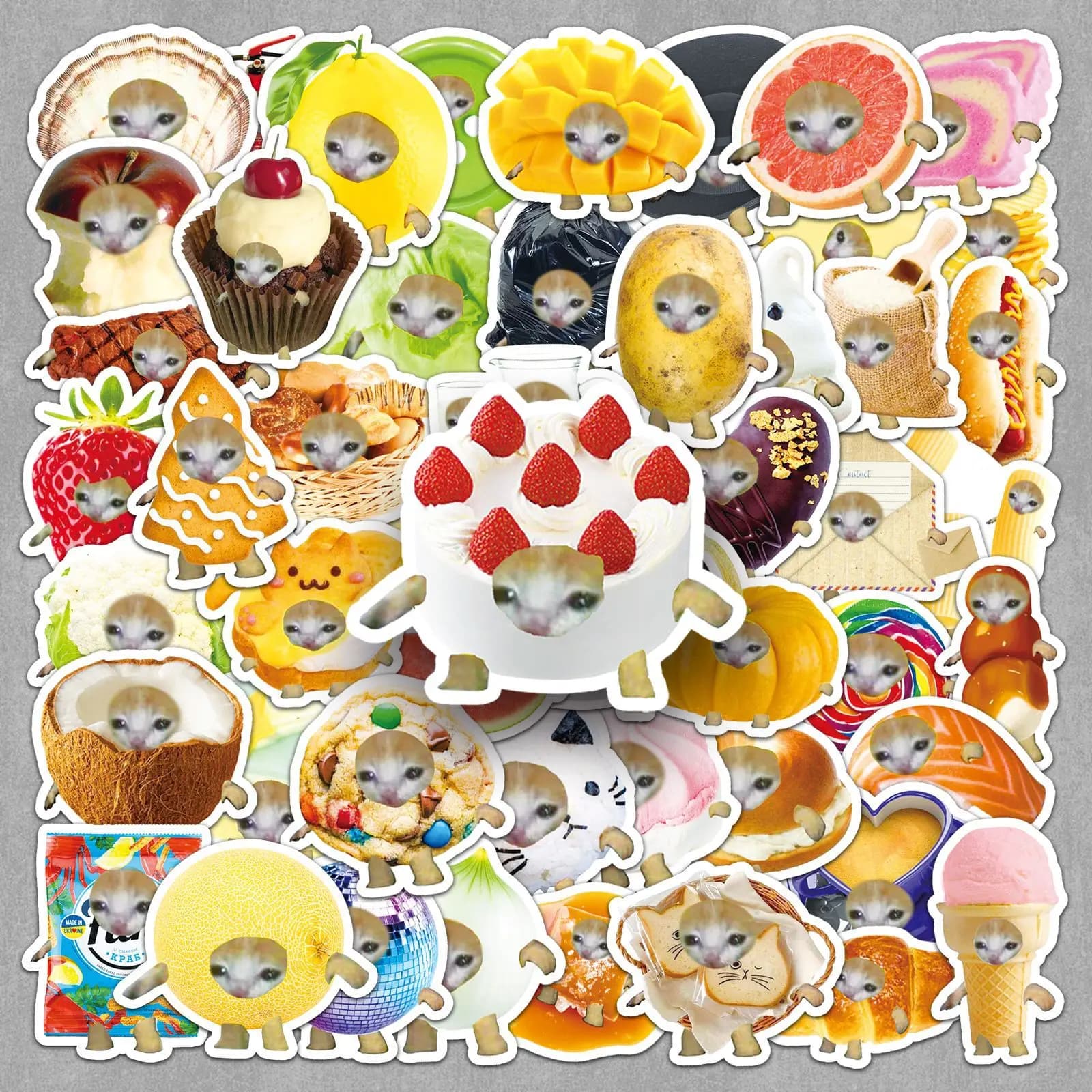 50 Adesivi con Meme di Gatti per Cover Telefono, Laptop, Notebook, Valigie, Skateboard, Decorazioni Fai-da-Te