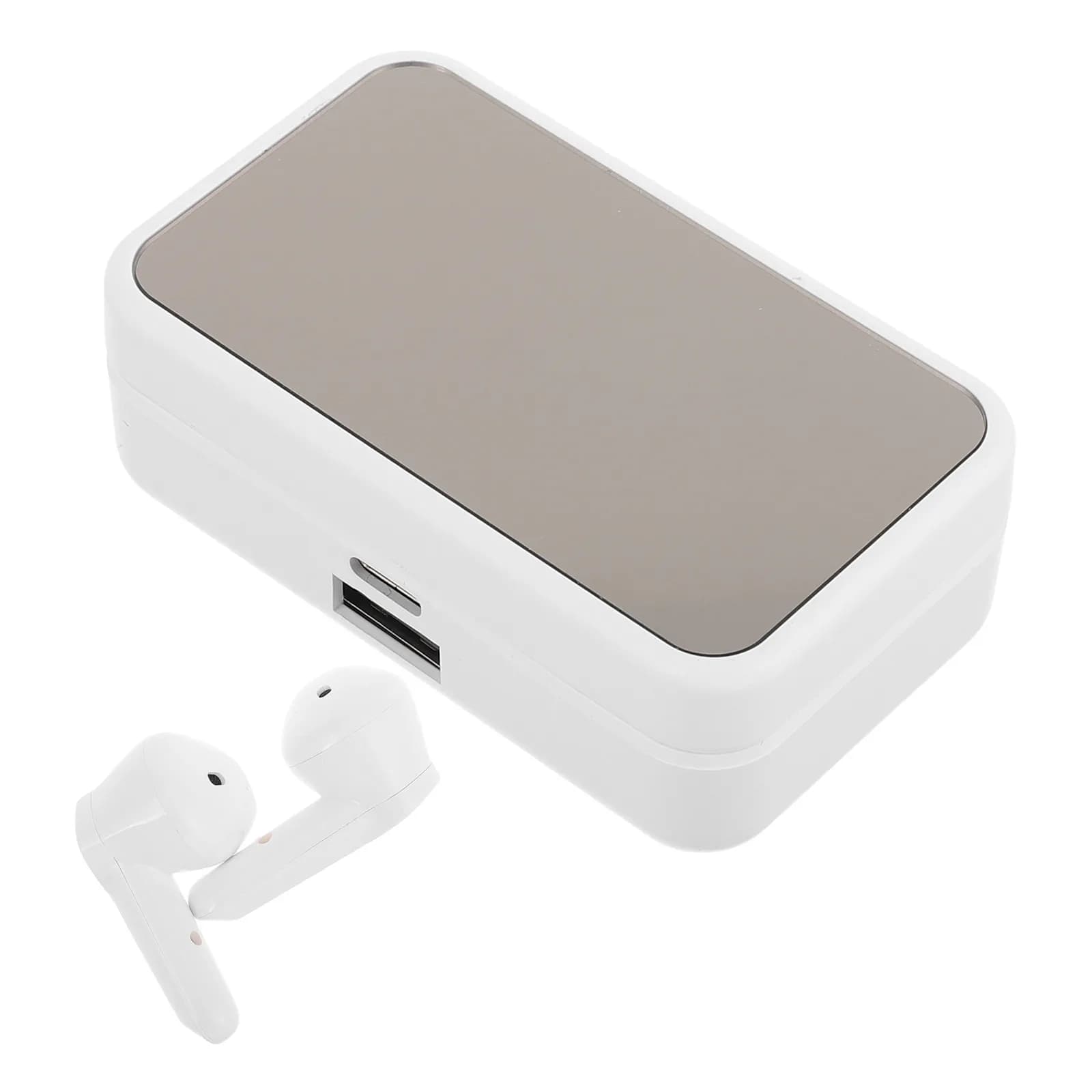 1 set di auricolari wireless a doppia cuffia con display a specchio, cuffie per sport, corsa e giochi, audio stabile ad alta definizione