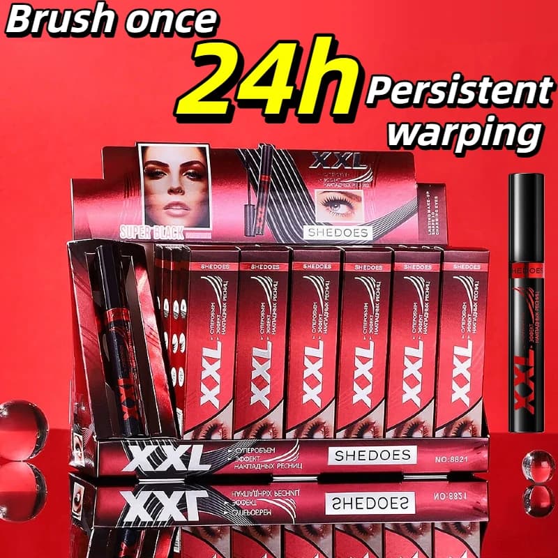 1 piece of waterproof 7D mascara, 24 hour long seal, stretch and thick, suitable for all light beige tones, quick drying, thick and durable, thick and curling, sweat-resistant and deburring-proof, Valentine's Day, Christmas, Halloween gifts