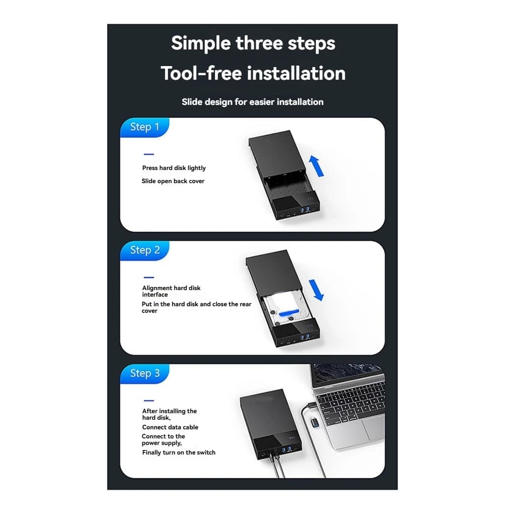 DT81 USB 3.0 to 3.5inch SATA Drive Docking Station External Hard Disk Enclosure for 3.5 2.5 Inch SATA SSD HDD 20TB US Plug