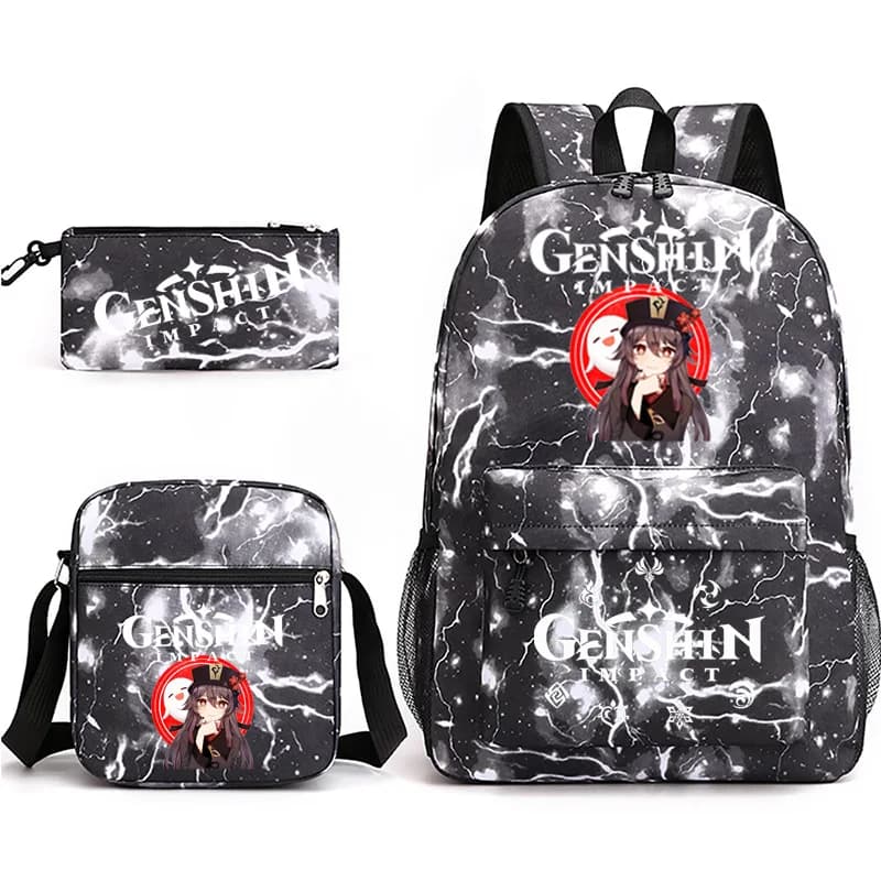 Trendy Popular Genshin Impact Print 3pcs/Set Student School Bags Laptop Daypack Backpack Inclined shoulder bag Pencil Case
