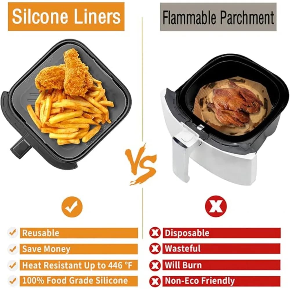 Rivestimenti in Silicone per Friggitrice ad Aria 22,5cm, Antiaderenti e Riutilizzabili, Compatibili con Ninja AF181 AF180 AF141 AF140 e Friggitrici ad Aria da 5-8QT
