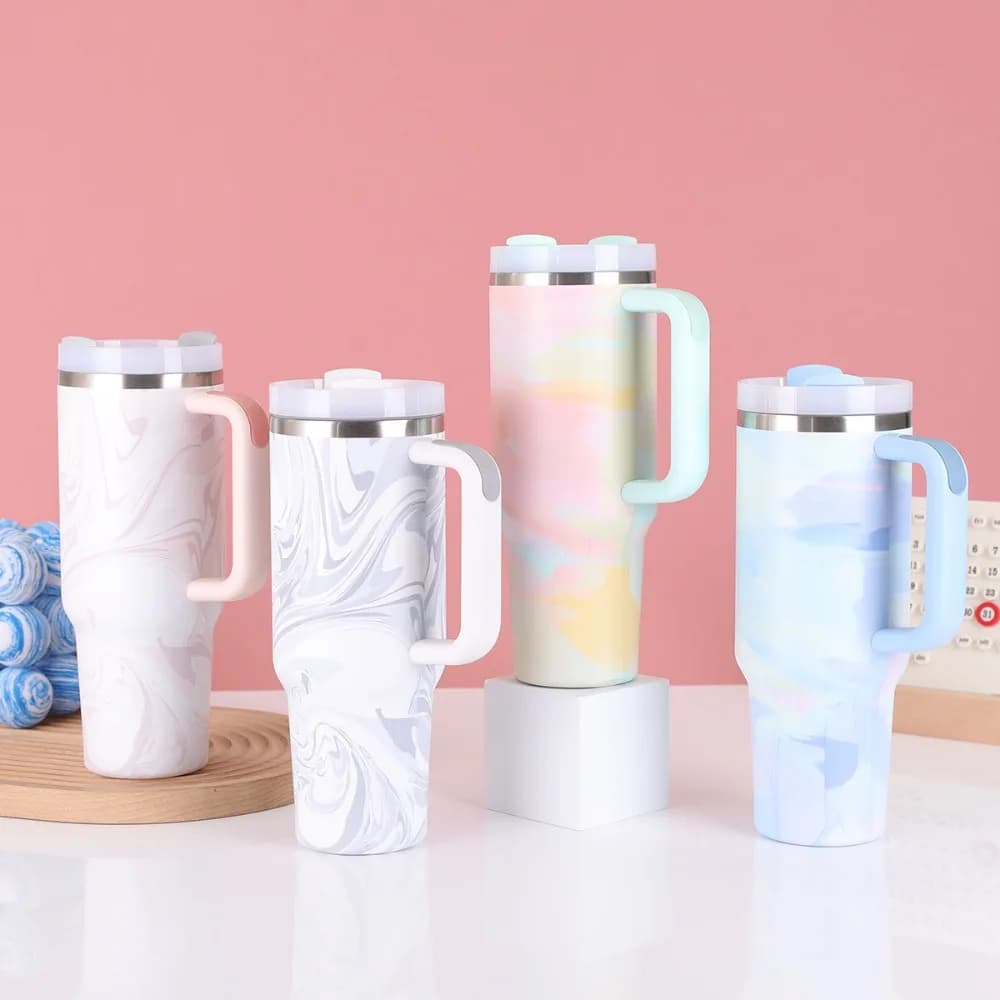 Tazza da Viaggio Isolata in Acciaio Inox da 40oz, Thermos per Bevande Calde e Fredde, Bicchiere Isolato con Coperchi e Cannucce
