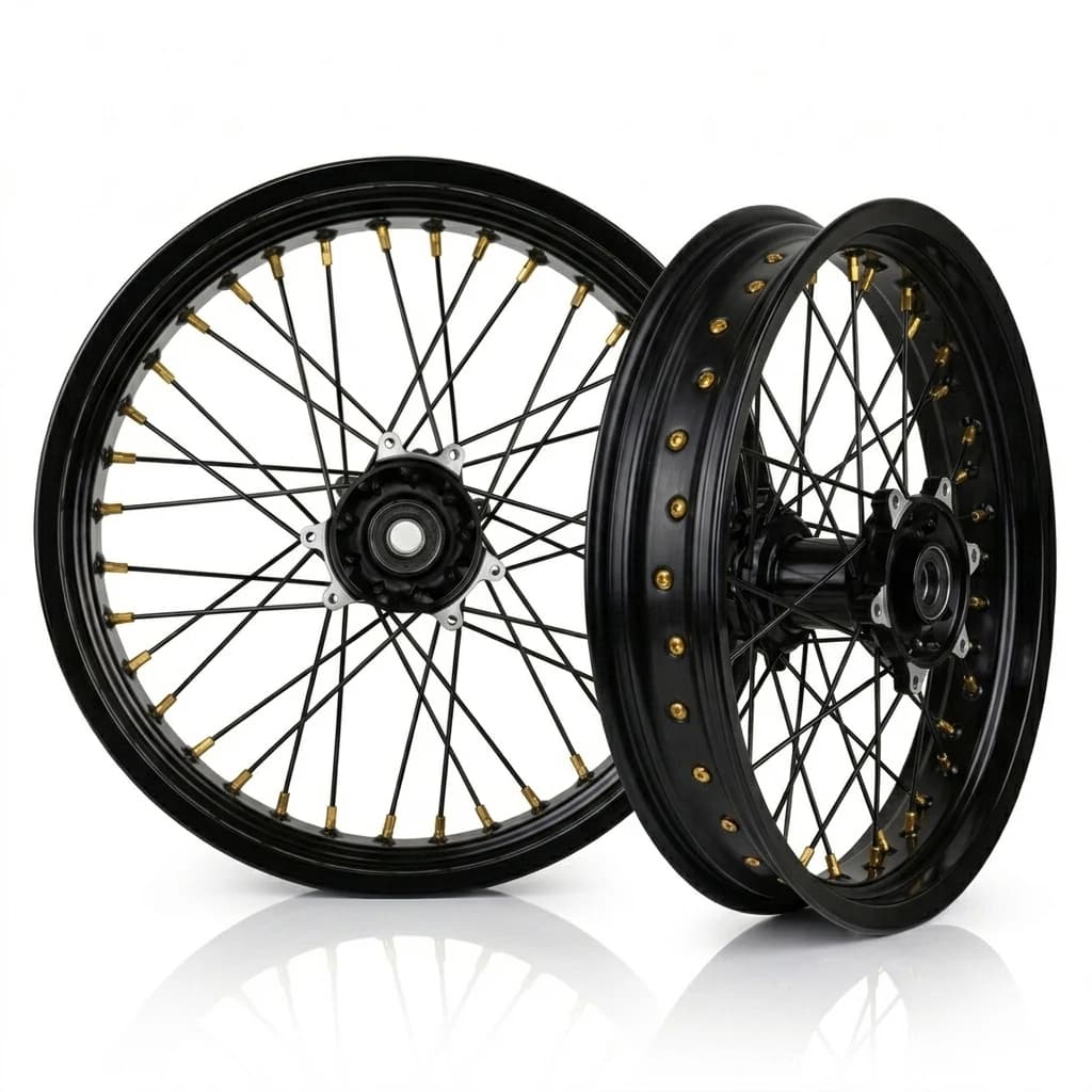 Set di Ruote Supermoto Talaria Komodo da 17 Pollici - Mozzi e Cerchi in Alluminio CNC, Ruote ad Alte Prestazioni per Moto Elettriche da Fuoristrada