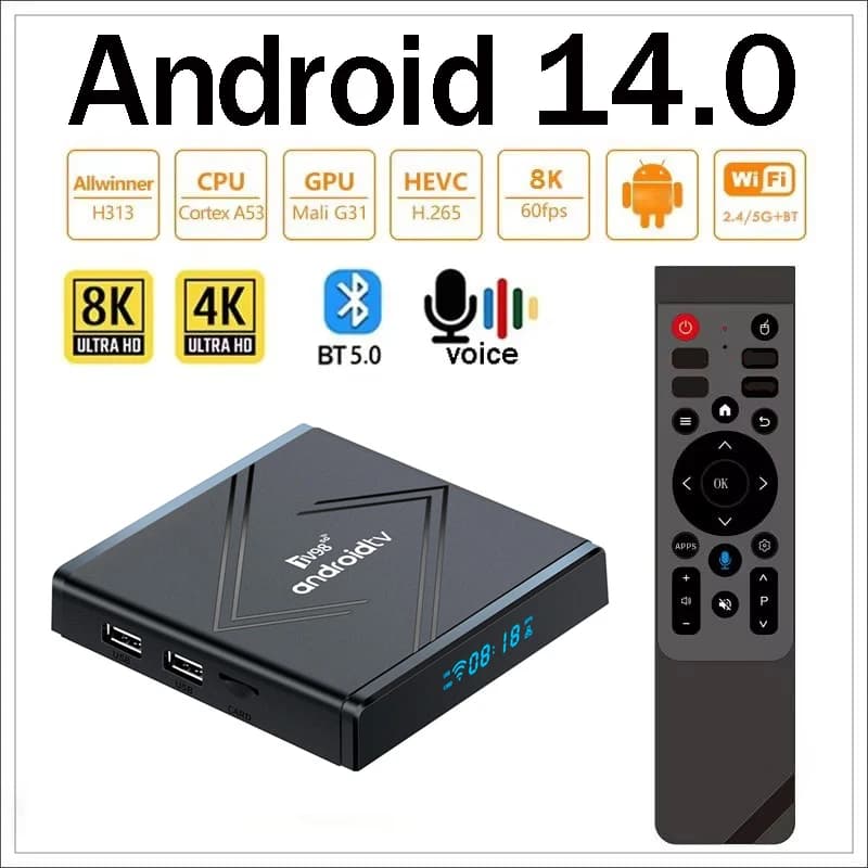TX20 Pro + Smart TV Box Android 4K 8K HD 4G 5G Dual WIFI 3D BT5.0 Lettore multimediale video 8GB 128GB Allwinner H313 Set-top Box iptv