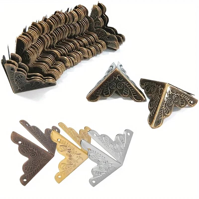 12pcs Wooden Box Corner Protector Cover Guard for Jewelry Chest Wine Gift Case Decorative Bronze Golden Silver DIY