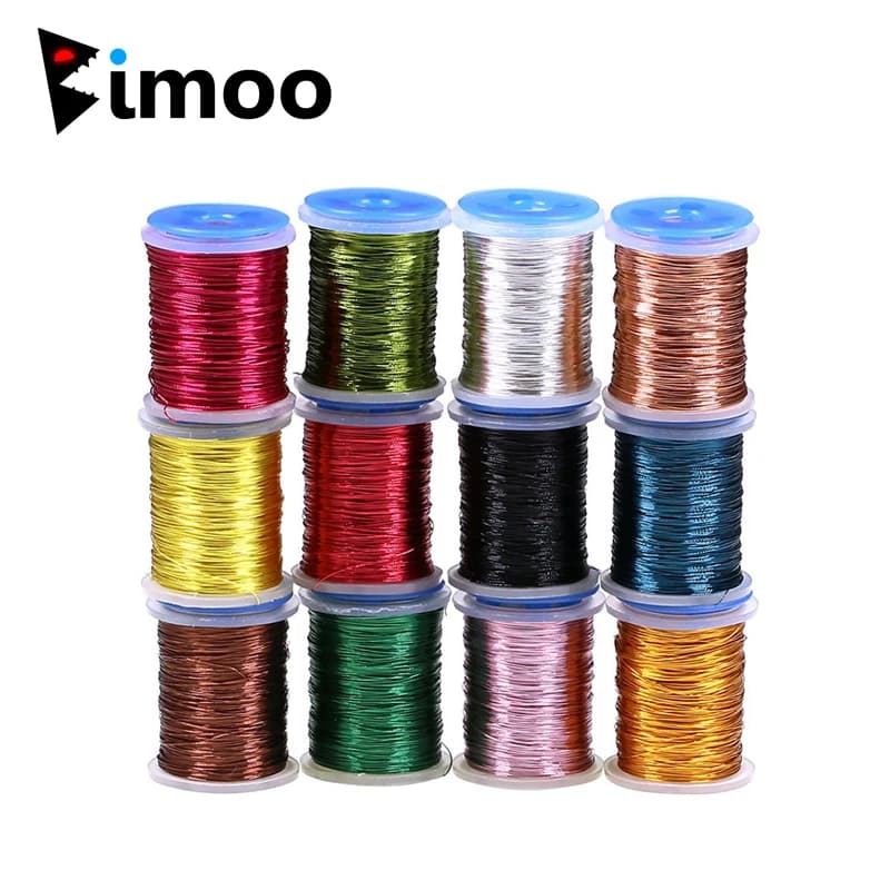 Bimoo 1PC Fly Tying 0.2mm Copper Wire Midge Larve Ninfa Body Ligating Material Bass Trout Fishing bait Fly Tying Material