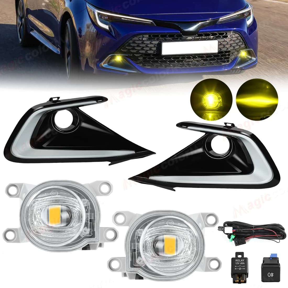For Toyota Corolla Hatchback 2023 2024 2025 2026 Car Fog Lamps DRL Daytime Running Lights Front Bumper Headlights LED Daylights