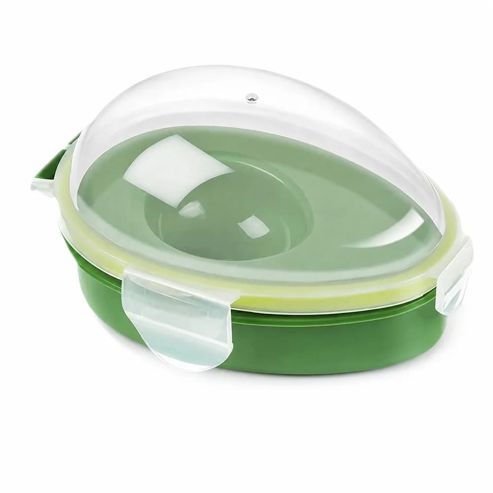 Green Avocado Saver Box with Clear Dome Lid, PP Silicone Half Avocado Storage Container for Fridge Kitchen Meal Prep Storage