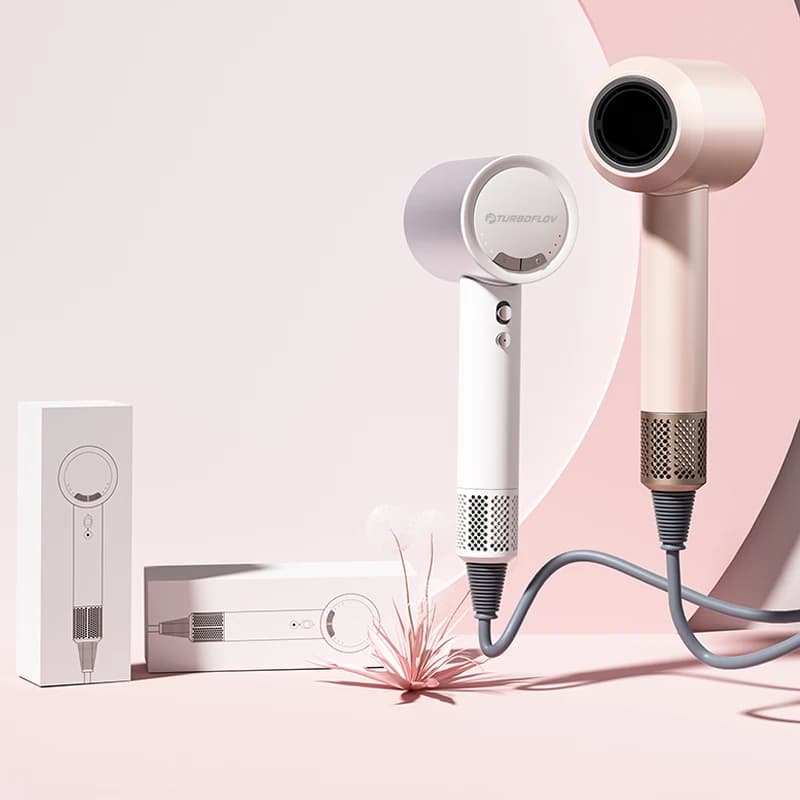 TURBOFLOV H2A High Speed Hair Dryer Wired Handheld Personal Home Hair Dryer Hair Care Technology 3 Speed Settings 4 Temperature Settings One-touch Cooling