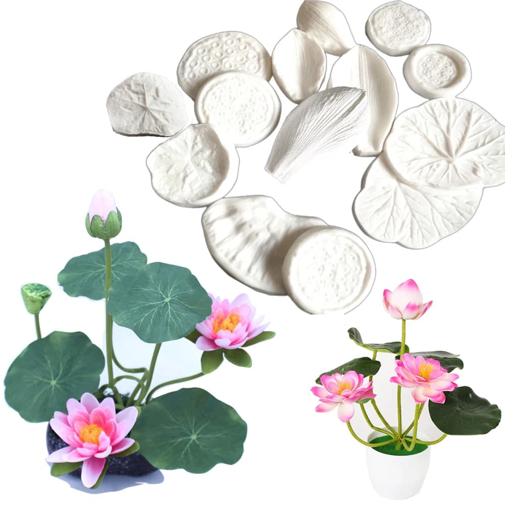 Tipi di Fiore di Loto Acqua Giglio Foglia Veiner Stampo in silicone Strumento per decorare torte fondente Pasta di gomma in resina di argilla, Stampo SugarcraftM2475