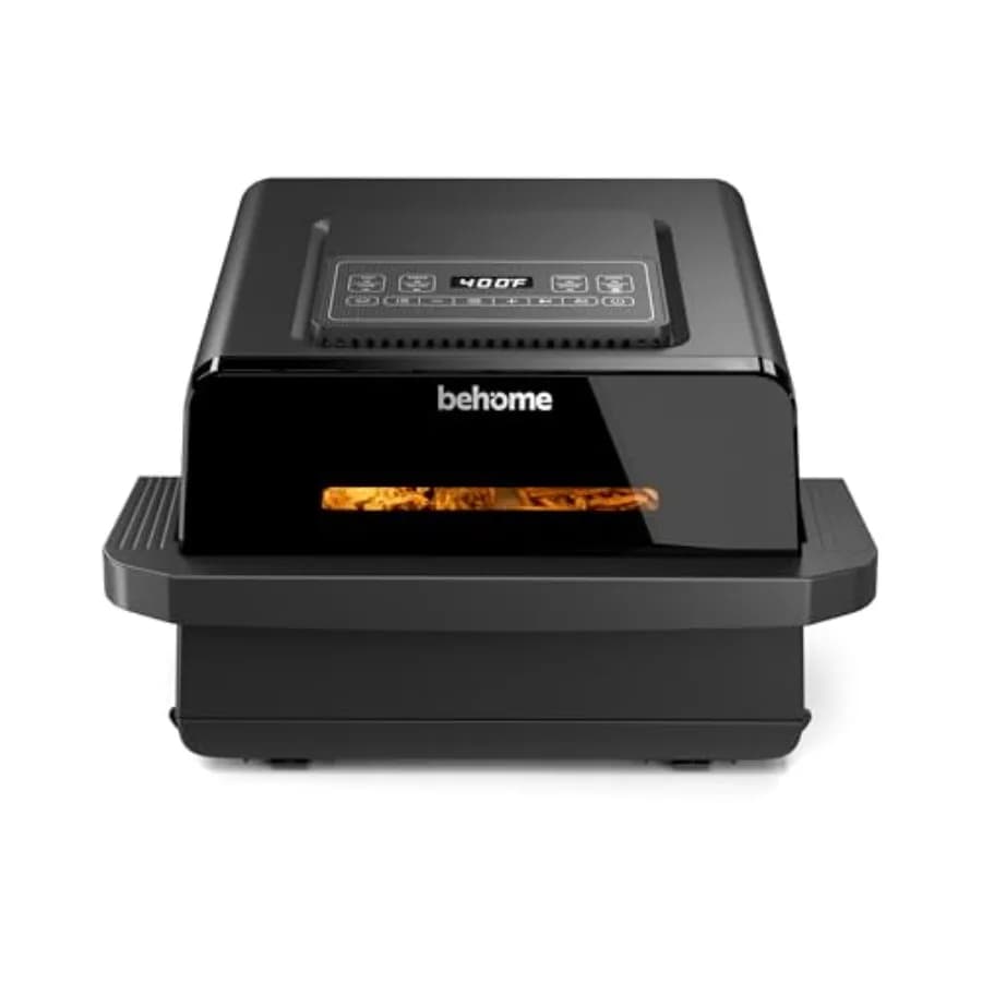 Forno Pizza e Friggitrice ad Aria 2-in-1 da 6,5 QT per Famiglie con Pietra Refrattaria, 9 Programmi di Cottura, Finestra di Visualizzazione e Luce, Temperatura Regolabile da 105F-450F