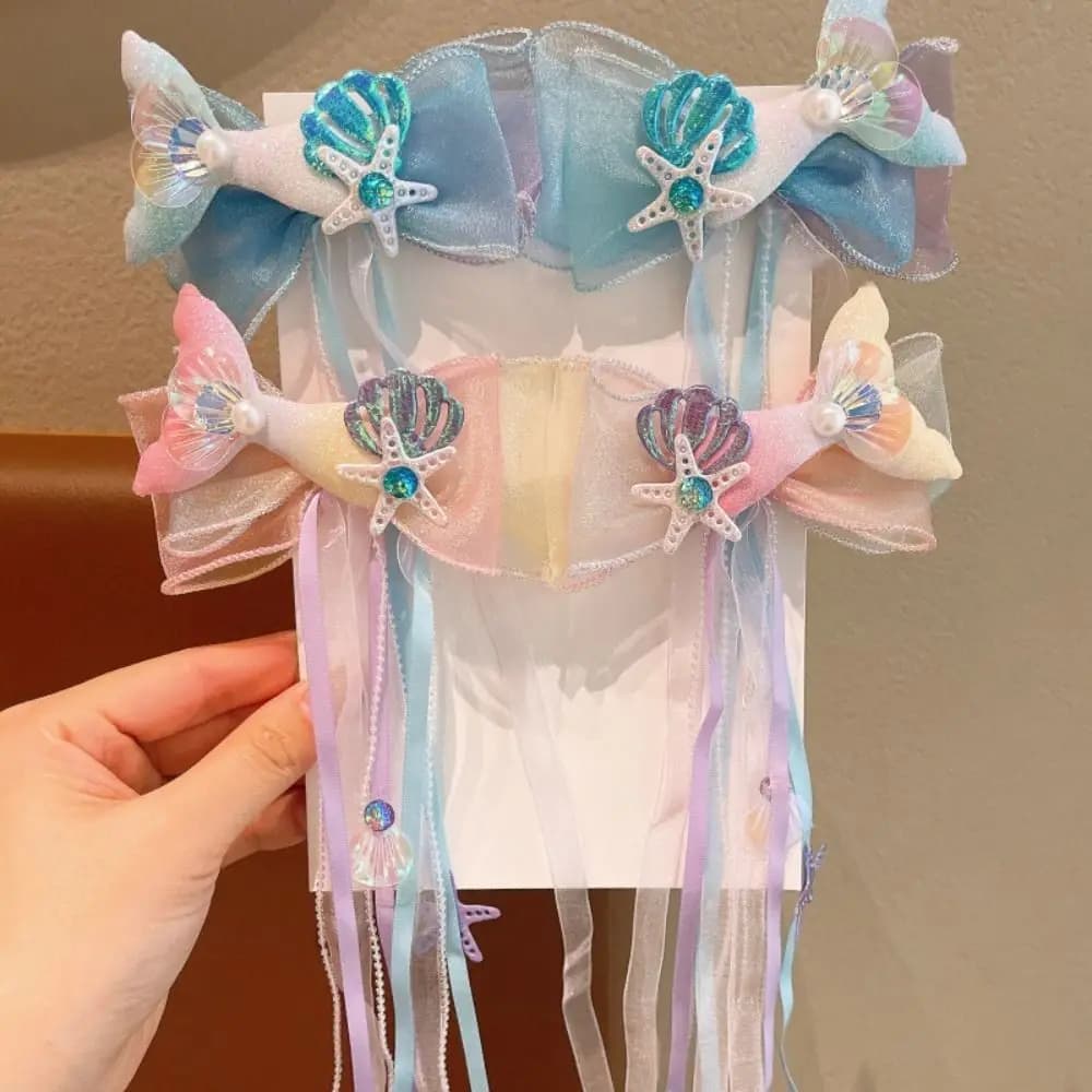 Nuove Mollette per Capelli con Fiocchi a Tema Sirena per Bambine, Accessori Dolci per Capelli da Principessa