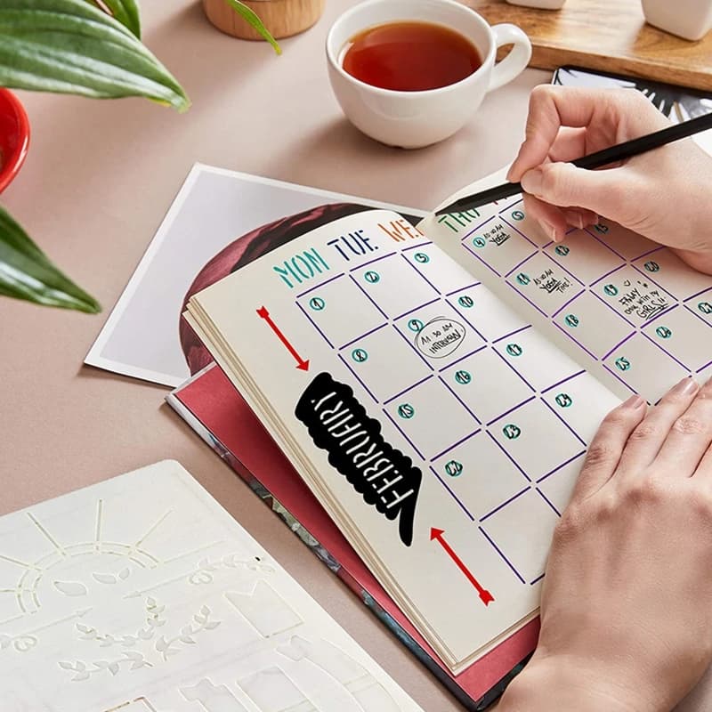20 pezzi modelli di diario Scrapbooking Stencil per fai da te A5 Journal Planner Notebook Graffiti pittura progetto artigianale fai da te
