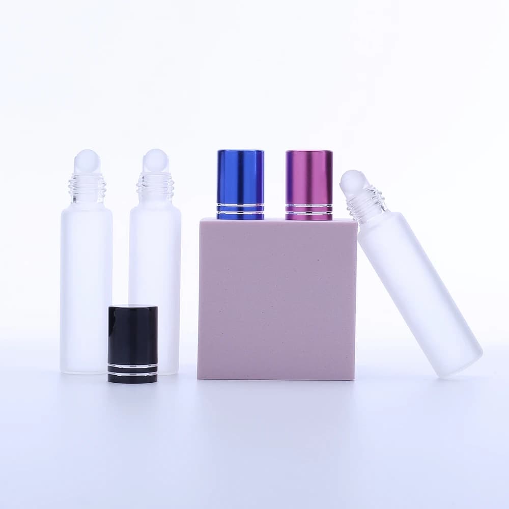 500 pz/lotto 5 ml 10 ml Trasparente Rotolo di Vetro Smerigliato Su Olio Essenziale Bottiglia di Profumo Vuota Roller Bottiglia di Sfera Per Il Viaggio