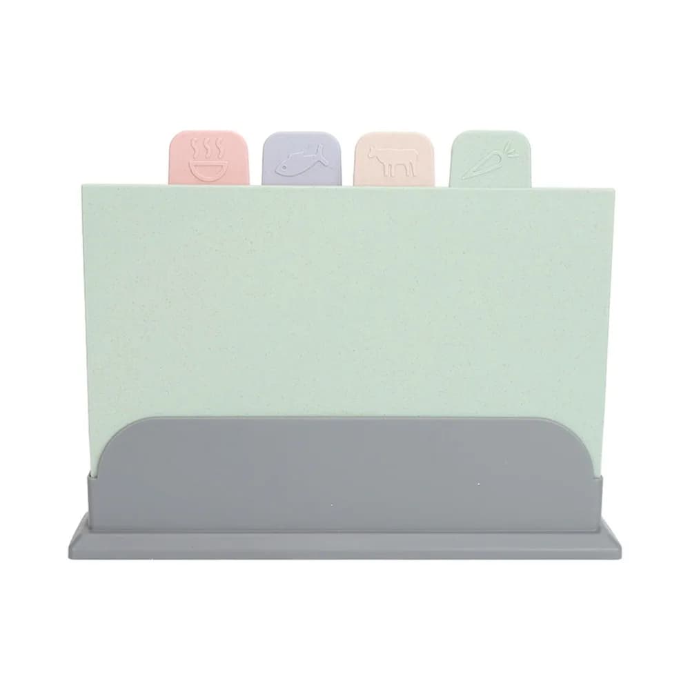4pcs Plastic Cutting Boards Colorful with Holder Chopping Board Set Double Sided Use Space Saving Design