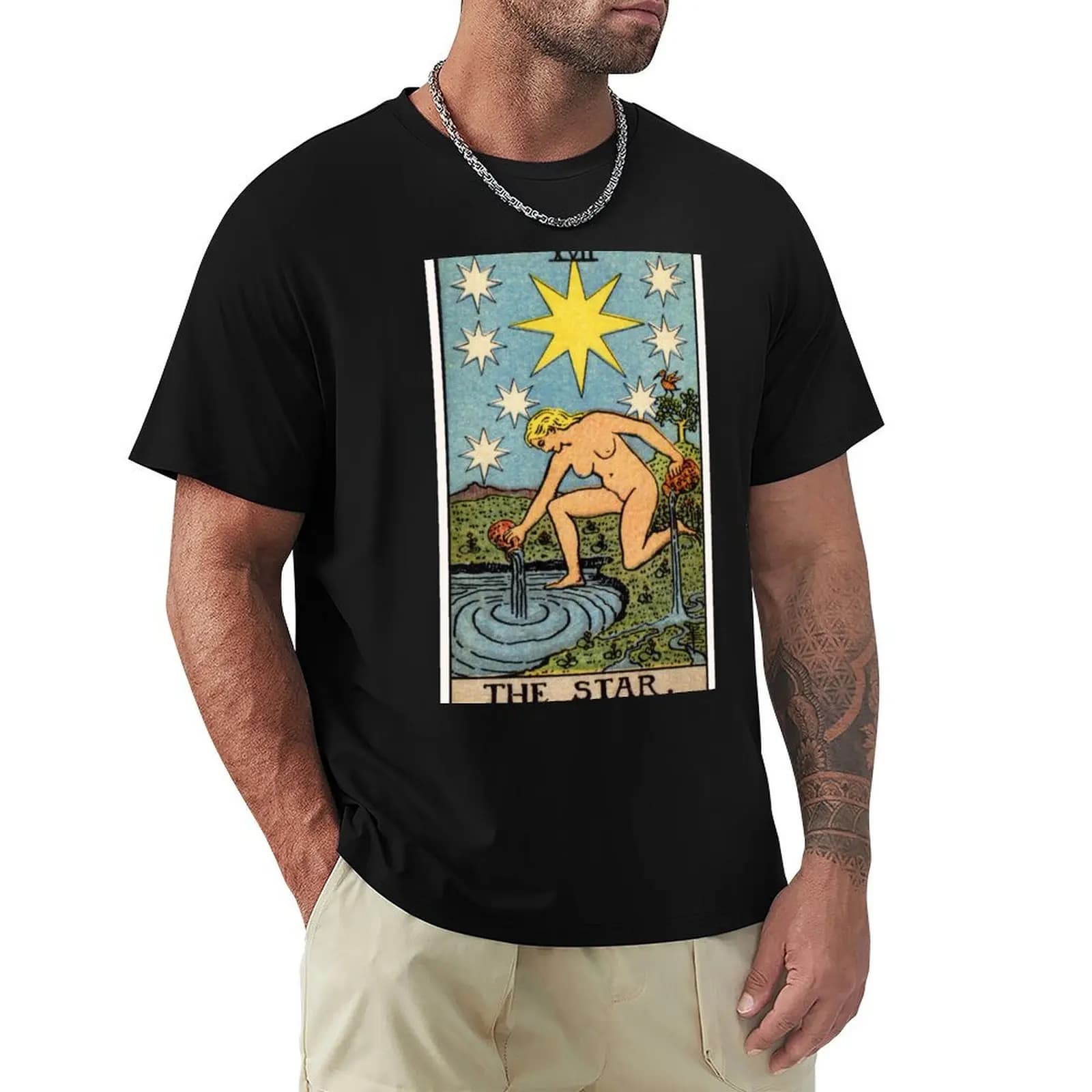 XVII. T-shirt The Star Tarot Card, maglietta casual anti-sbiadimento