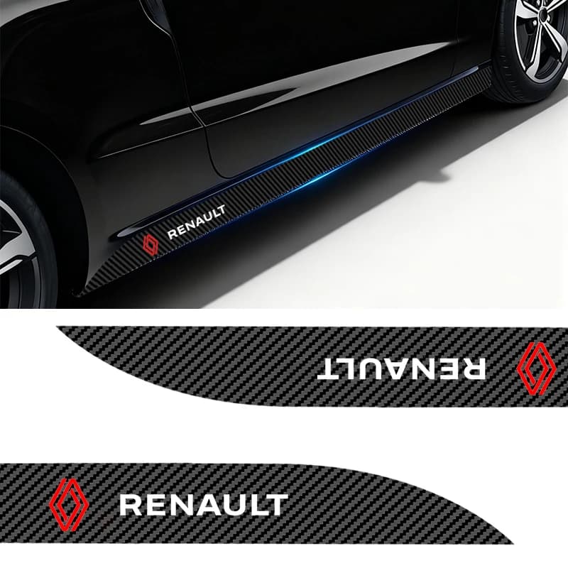 2 pieces auto skirt side body shop decal carbon fiber sticker for Renault Megane 2 3 4 Twingo Clio Talisman Captur Trafic Kwid