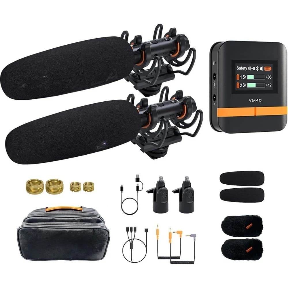 Microphone for wireless rifle Super cardioid condenser double channel microphone for recording on PC smartphone with camera