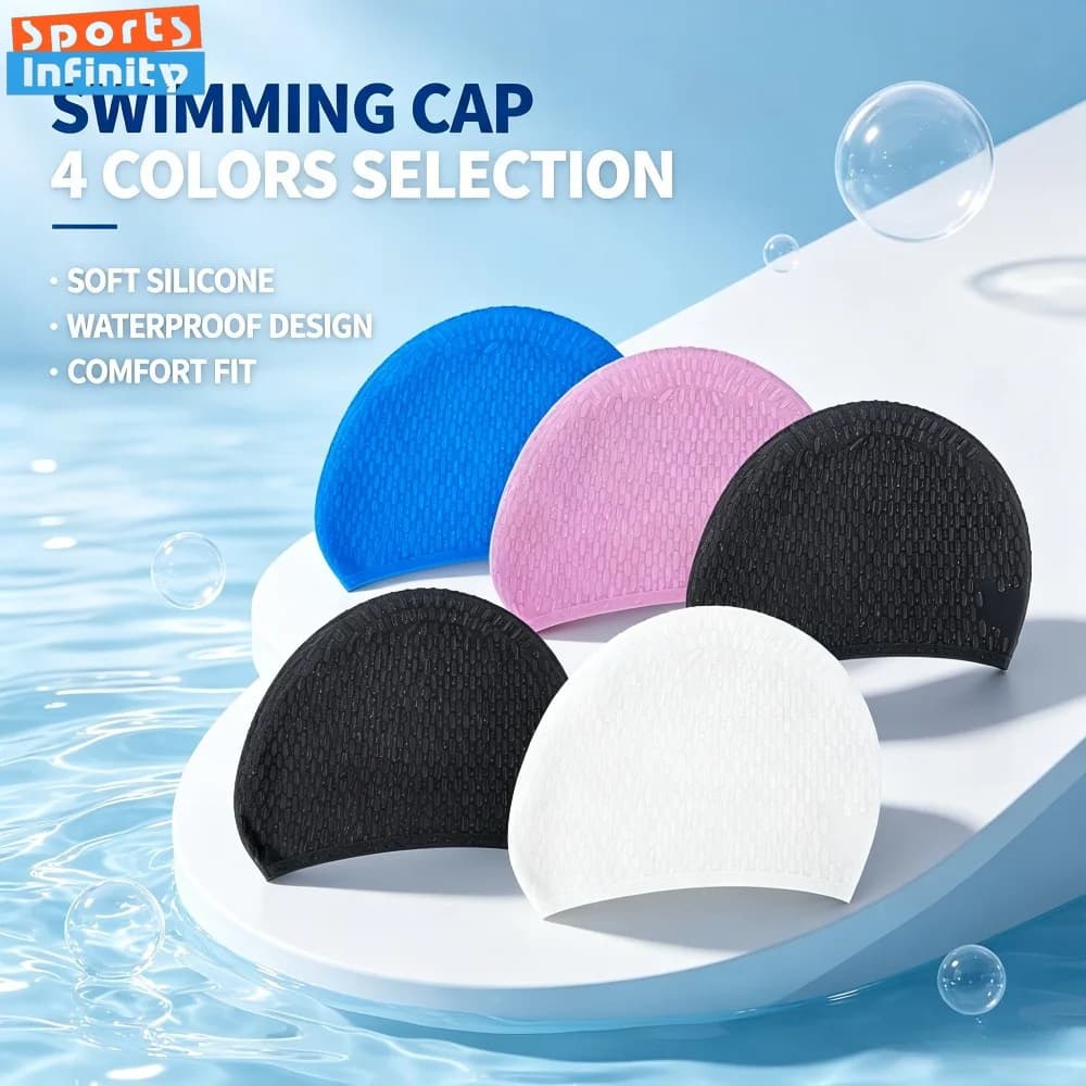 Adult Silicone Swim Cap for Women Men Stretchy Swimming Hat for Pool Beach Training Waterproof