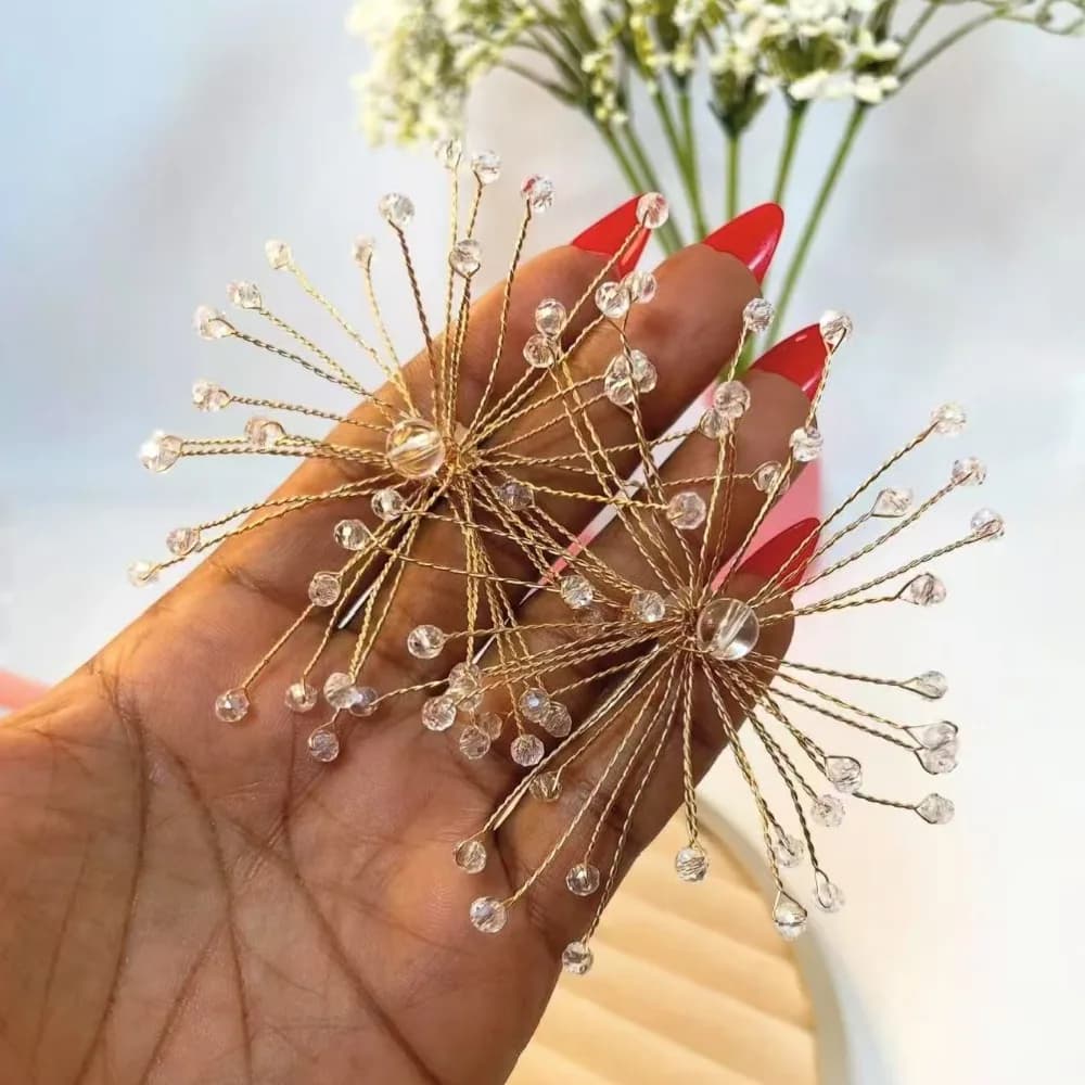 Bridal Jewelry Snowflake Earrings Women's Accessories Sparkling Exaggerated Ear Studs Beaded Crystal Earrings Wedding Dress