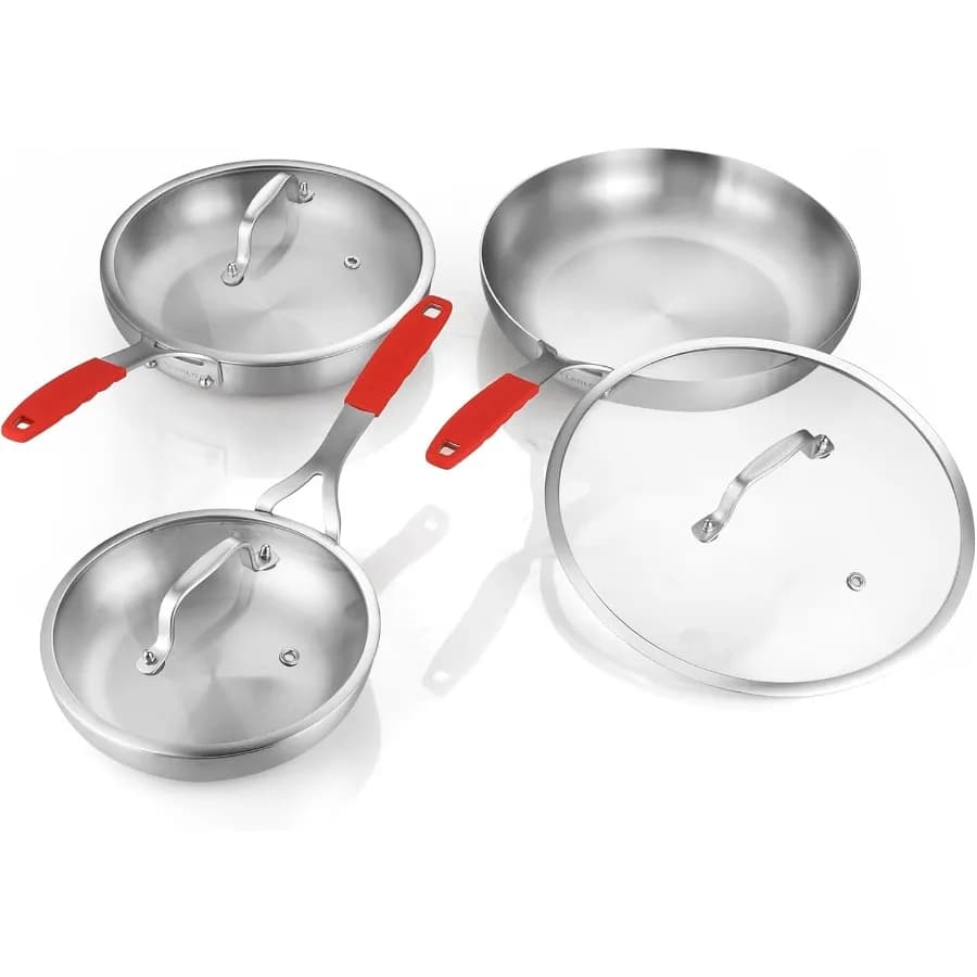 Triply stainless steel pans set with lid 8 10 12 large pans Set of pans and induction chef pans Kitchen pots Fr