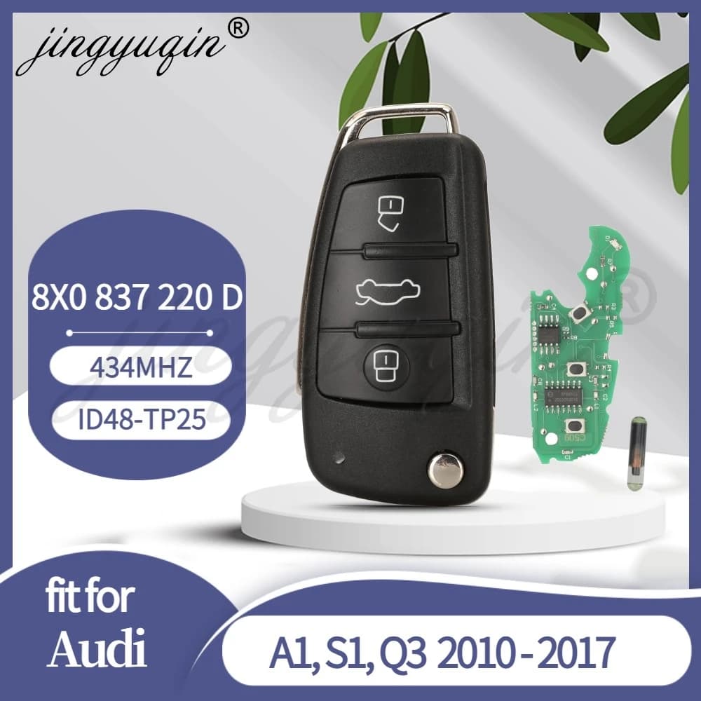 Jingyuqin 8X0837220D Per Audi A1 S1 Q3 2010 2011 2012 2013 2014 2015 2016 2017 Flip Chiave A Distanza Dell'automobile di Controllo 434MHz ID48 HU66 Fob