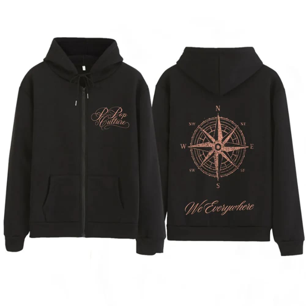 Felpa con Cappuccio e Zip Grafica Rapper Karan Aujla P-POP Culture Tour 2026, Giacca Moda Uomo Donna, Maniche Lunghe Larghe con Cerniera