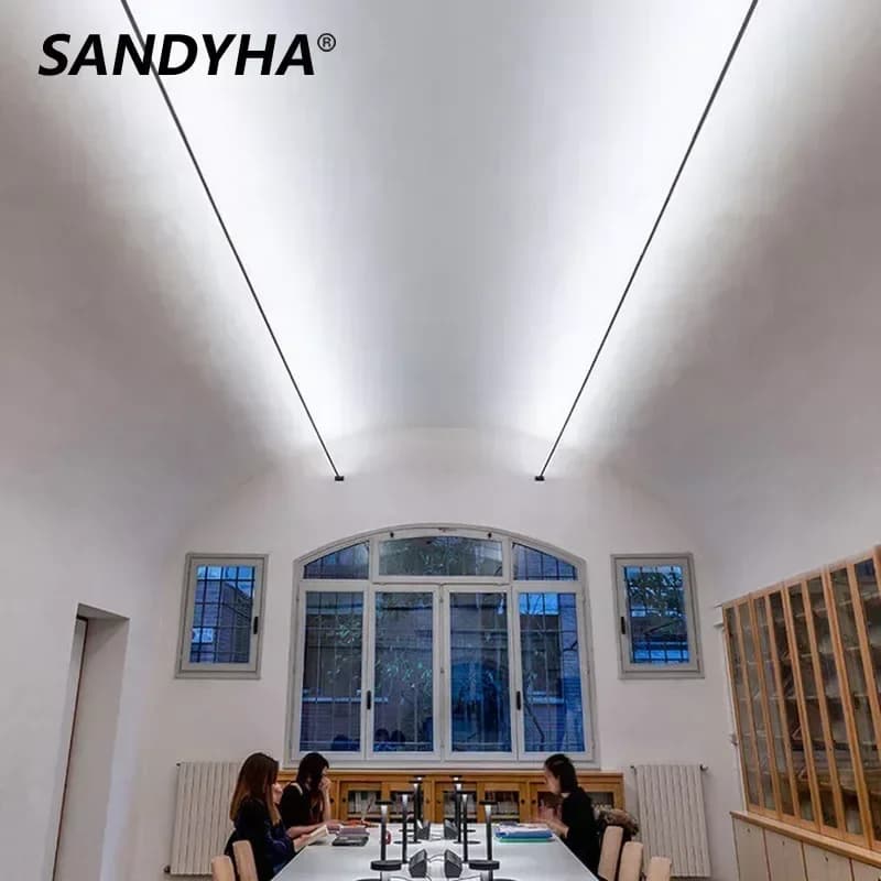 SANDYHA Modern Linear Steel LED Strip Lights Indoor Deco Lustre Lampe Design Night Lamp Chandelier Wall Light for Hotel