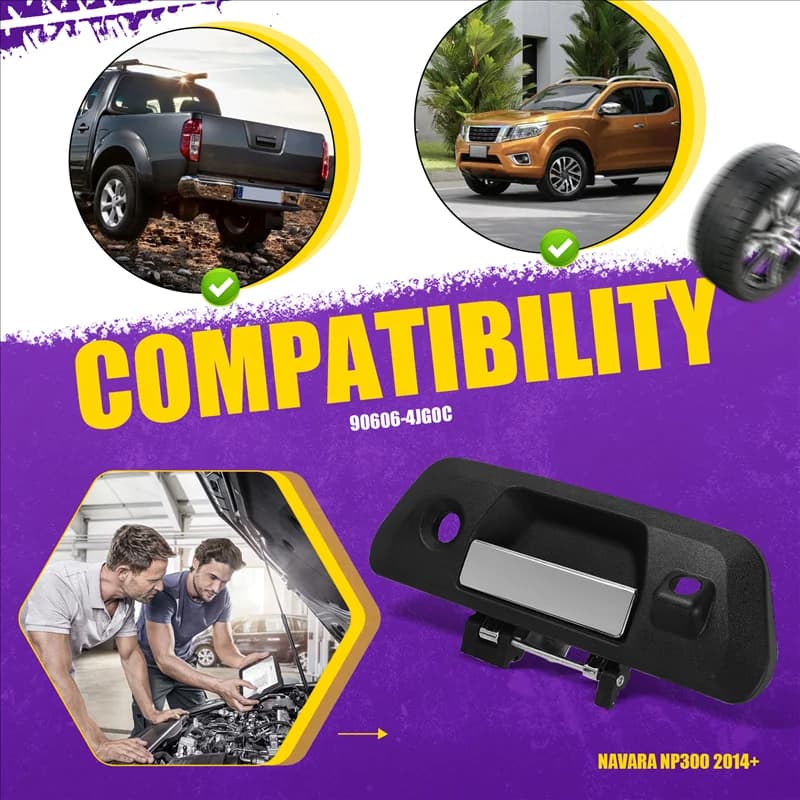 M93K-Car Rear Tailgate Handle Durable Rear Door Handle With Camera-Key Hole, For Nissan Navara NP300 2014 2015 2016 2017 2018+ 9