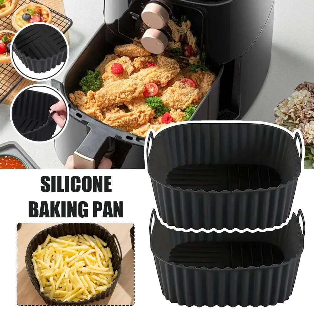 Reusable Silicone Air Fryer Liner Square 21cm Non-Stick Basket Mat for Healthy Cooking Easy Cleanup Oven Microwave Safe