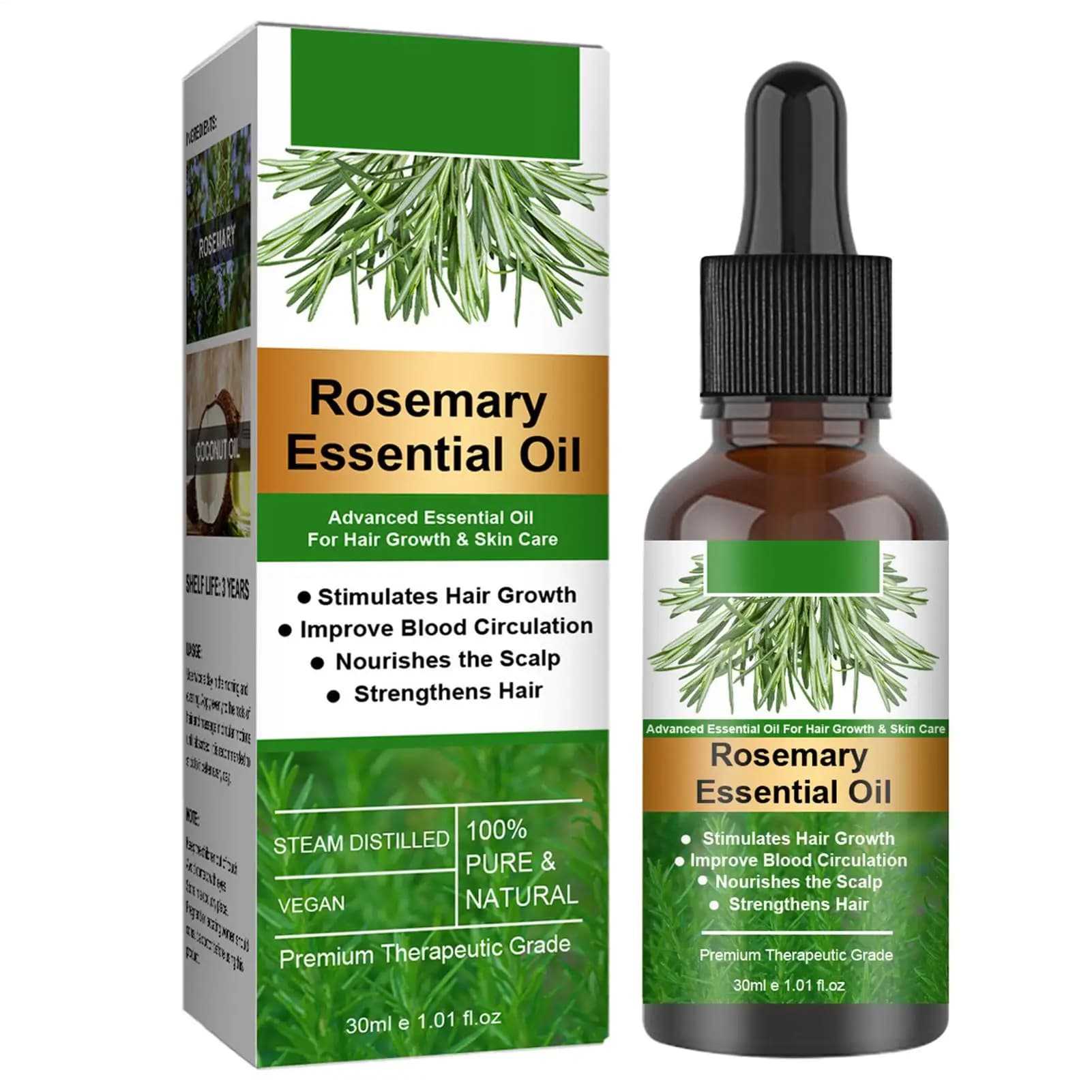 Gocce per lucentezza dei capelli 30ml Nutriente per la cura dei capelli Liquido al rosmarino Idratante Olio per rinforzare i capelli secchi Olio per la crescita dei capelli vegetale naturale