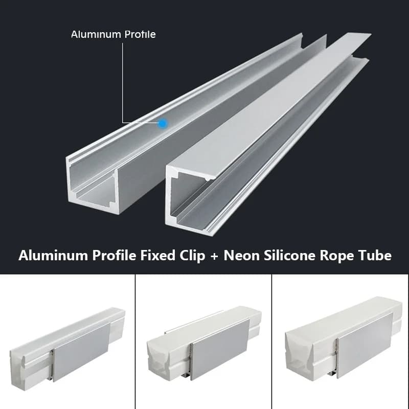Tubo a corda al Neon profilo in alluminio Clip fissa canale diffusore in Silicone LED muslimatlinear Strip Bar Light Holder Accessorie